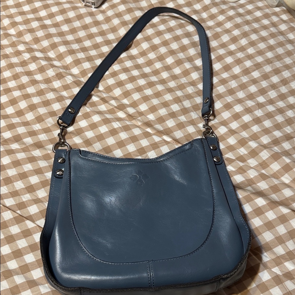 Stylish Blue Leather Shoulder Bag by Patricia Nash